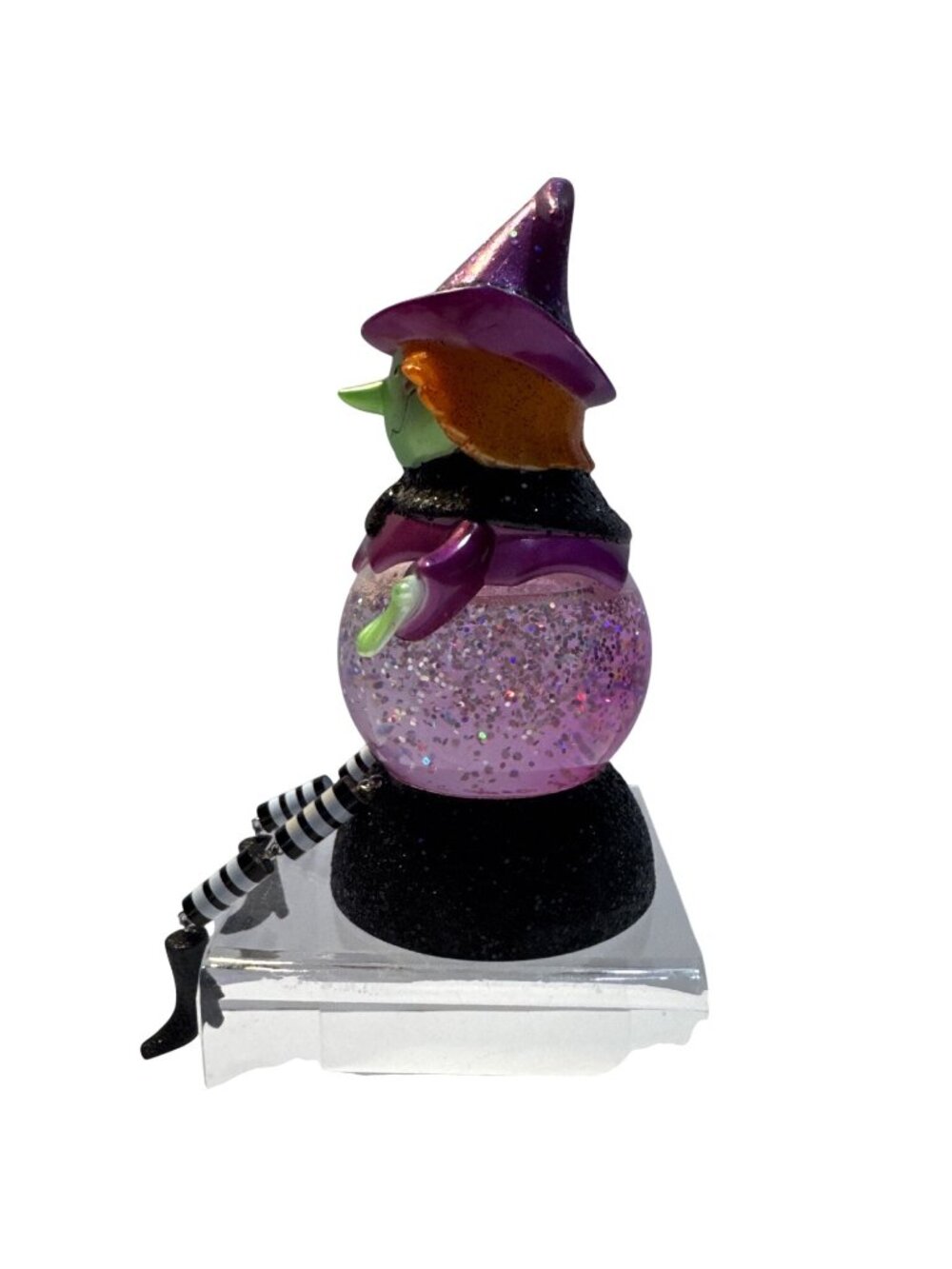Halloween Witch Light Up Glitter Figurine Animated Battery Operated Decor Purple - Picture 2 of 6
